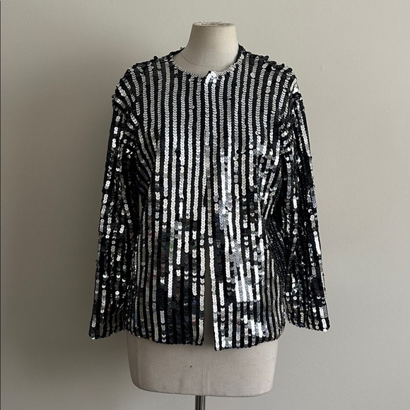 Vintage SEQUIN Rocker SILK STRIPED Jacket SZ M/L - Picture 3 of 7